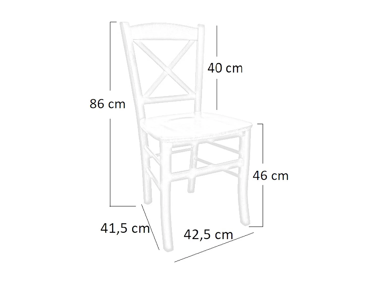 Chaise en bois de Venise croix noyer foncé avec assise en paille x 6