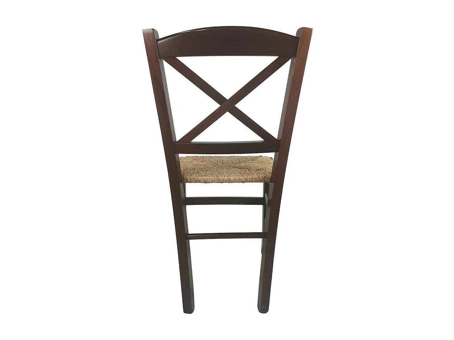 Chaise en bois de Venise croix noyer foncé avec assise en paille x 6