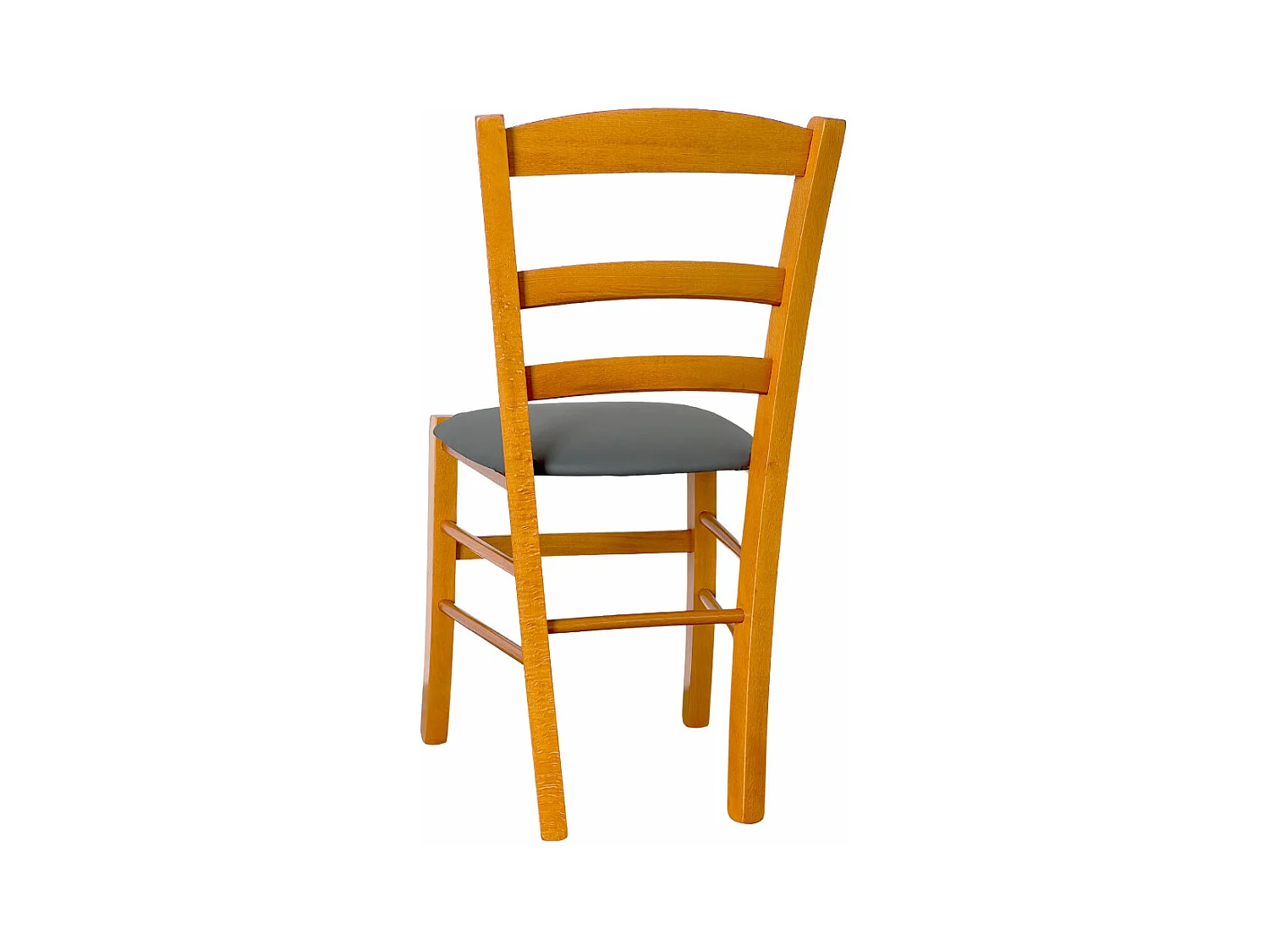 Silla rústica de madera de cerezo con asiento de polipiel color antracita