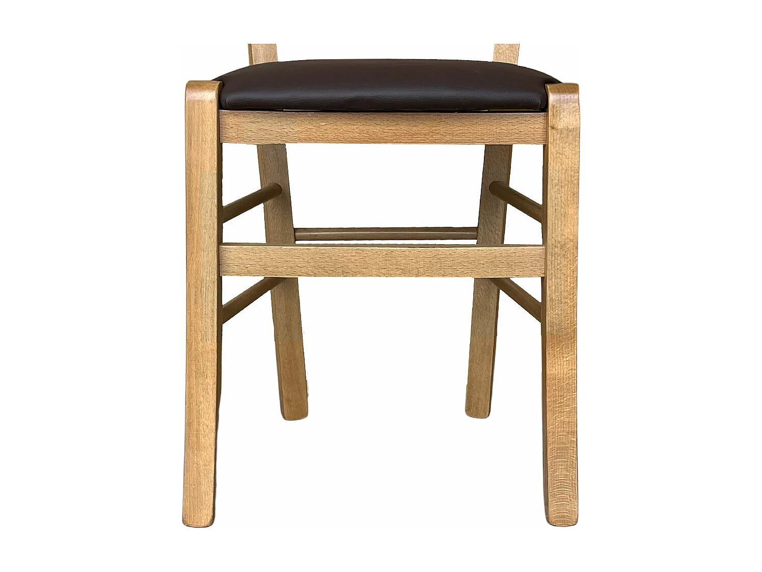 Chaise en bois Venice avec assise rembourrée simili cuir marron noyer clair