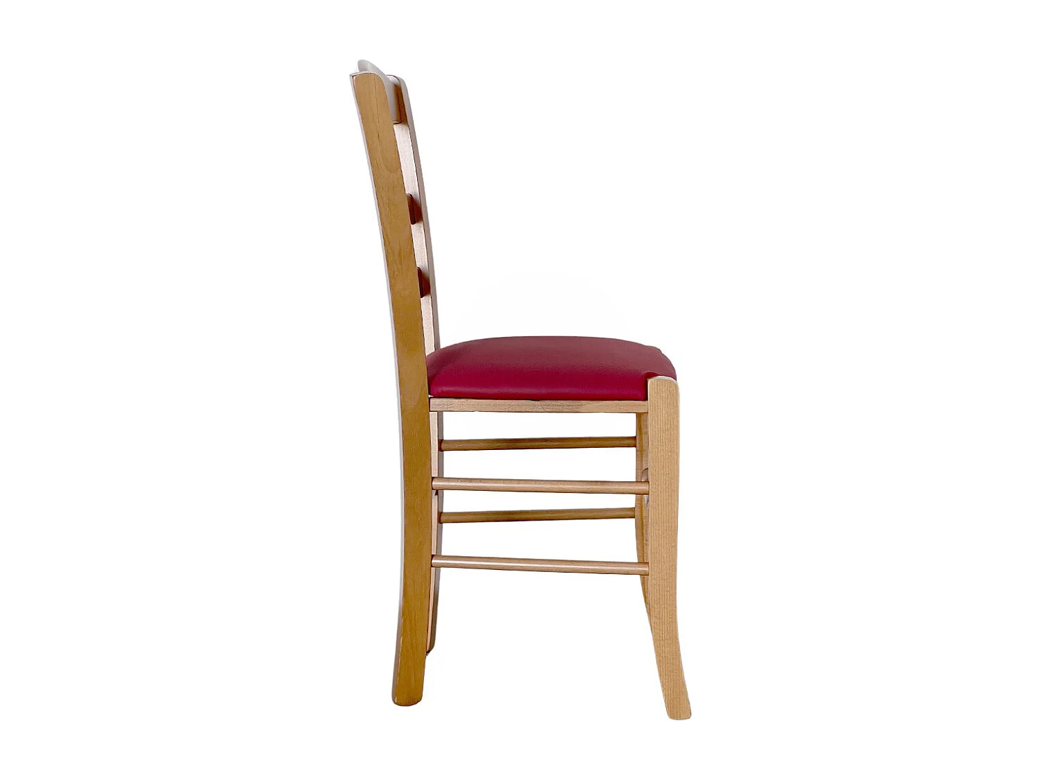 Sedia Loris in Noce Chiaro con Seduta similpelle rosso