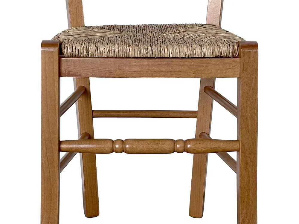 Chaise Loris en noyer clair avec assise en paille