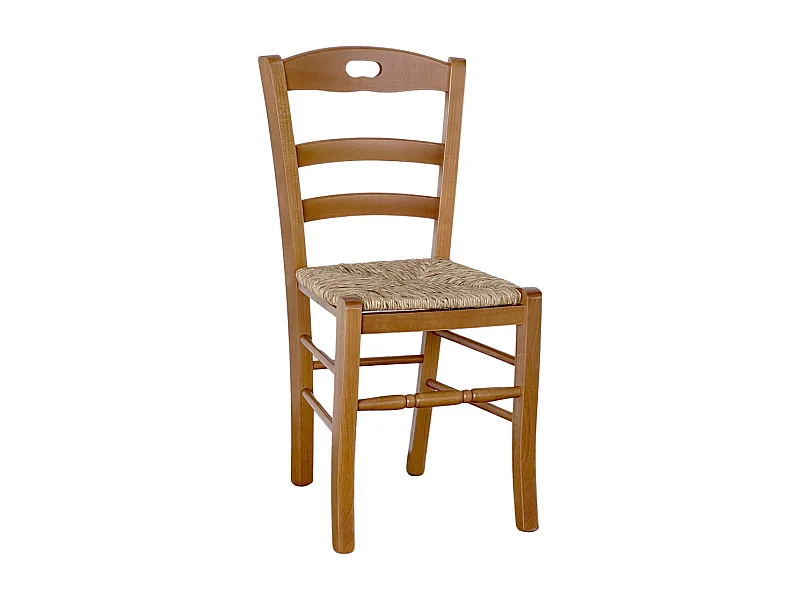 Chaise Loris en noyer clair avec assise en paille