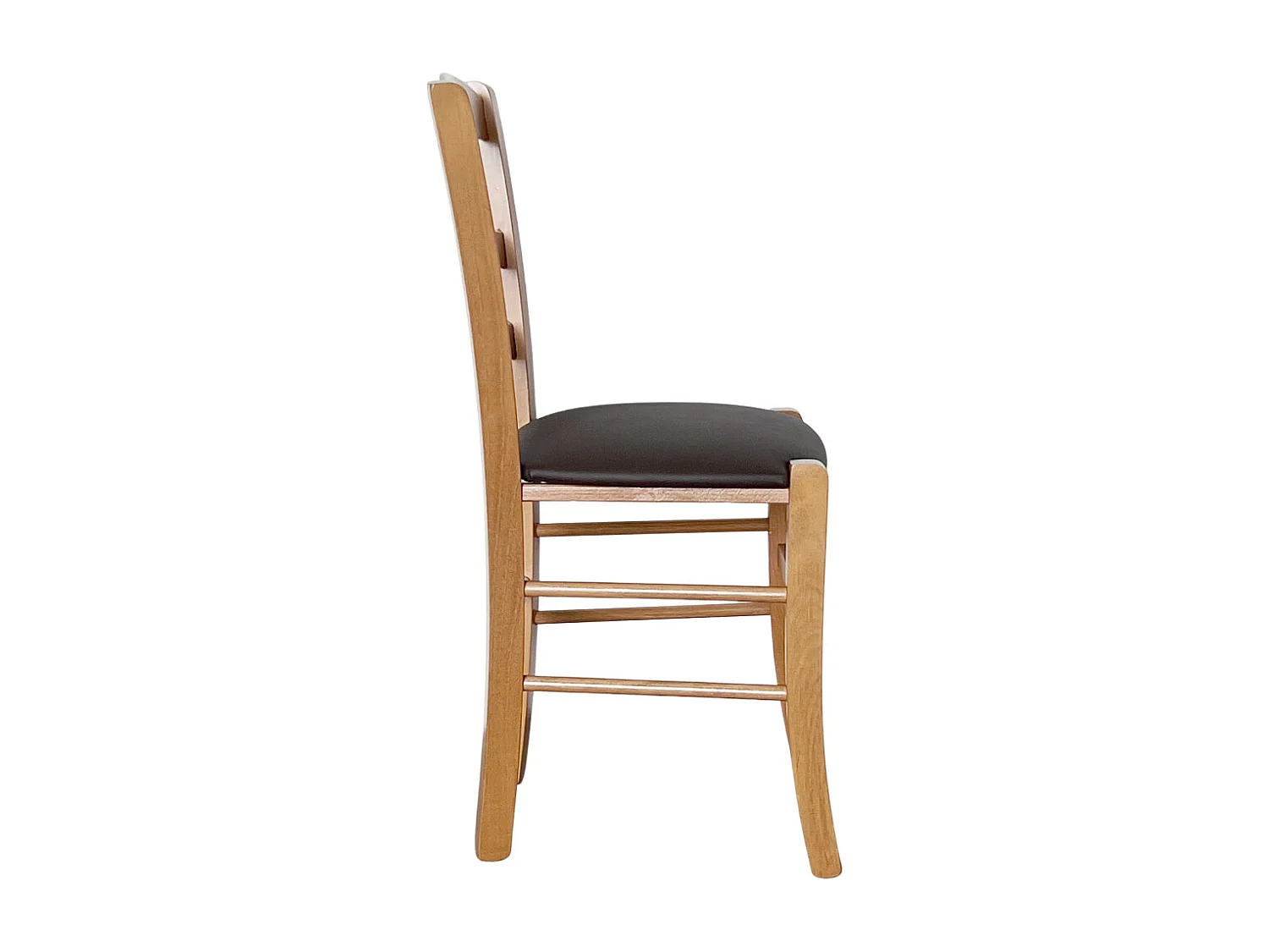 Sedia legno paesana noce chiaro con seduta imbottita marrone