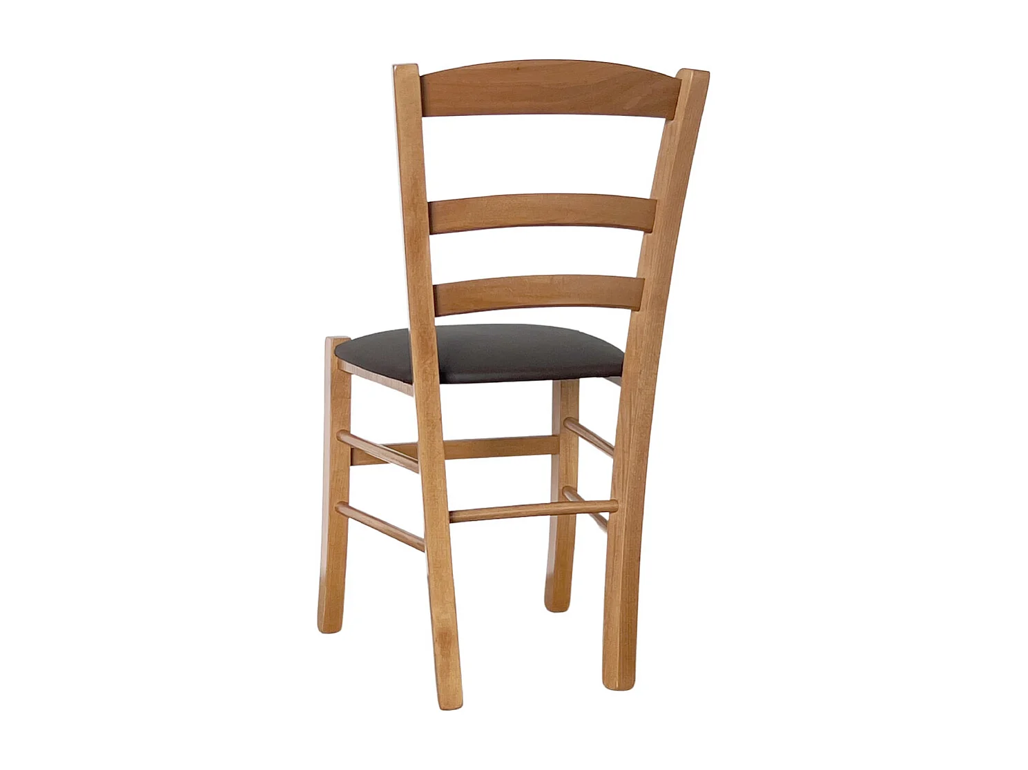 Chaise de campagne en bois de noyer clair avec assise rembourrée marron