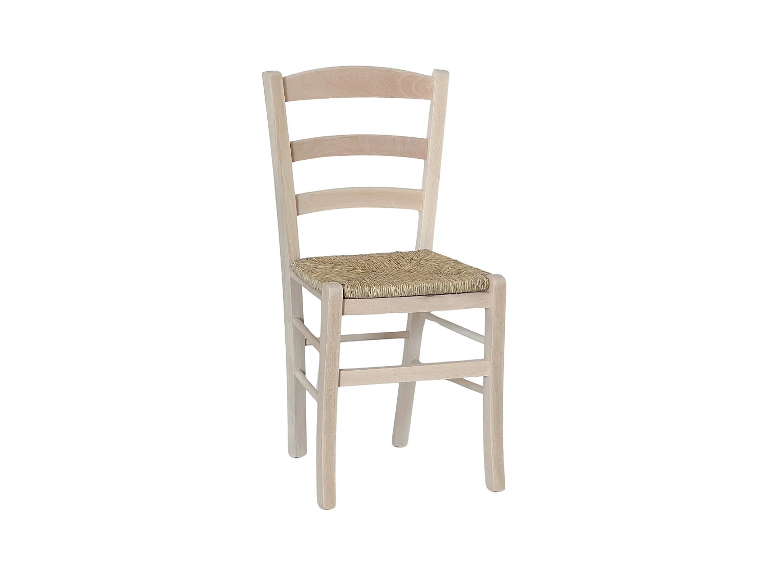 Chaise de salle à manger en bois rustique à peindre avec assise en paille