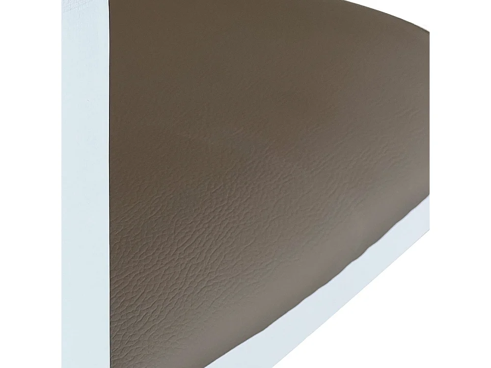 Chaise haute en bois blanc avec assise en éco-cuir gris tourterelle