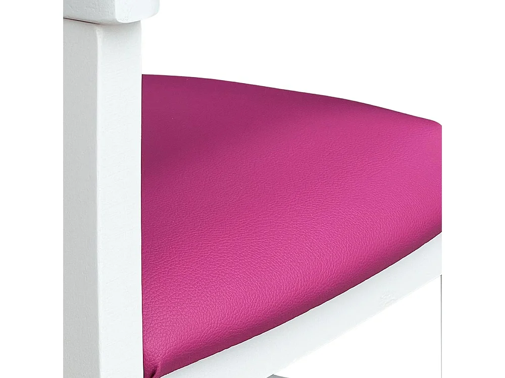 Chaise haute en bois blanc avec assise en éco-cuir lilas