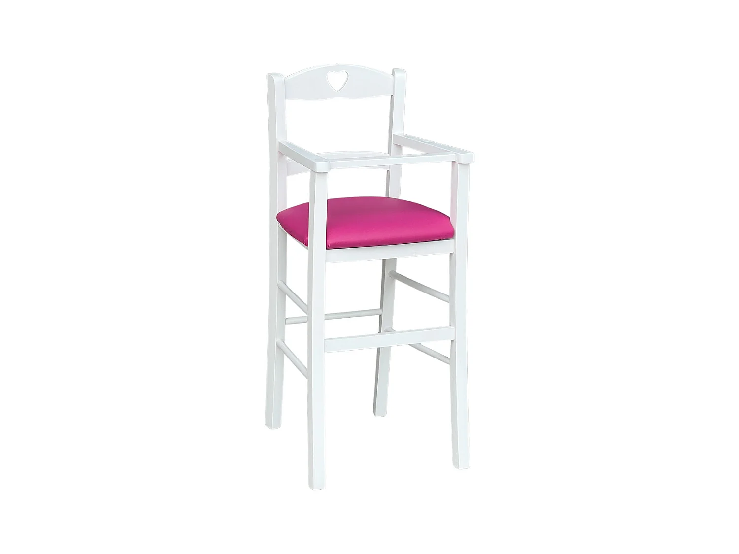 Chaise haute en bois blanc avec assise en éco-cuir lilas