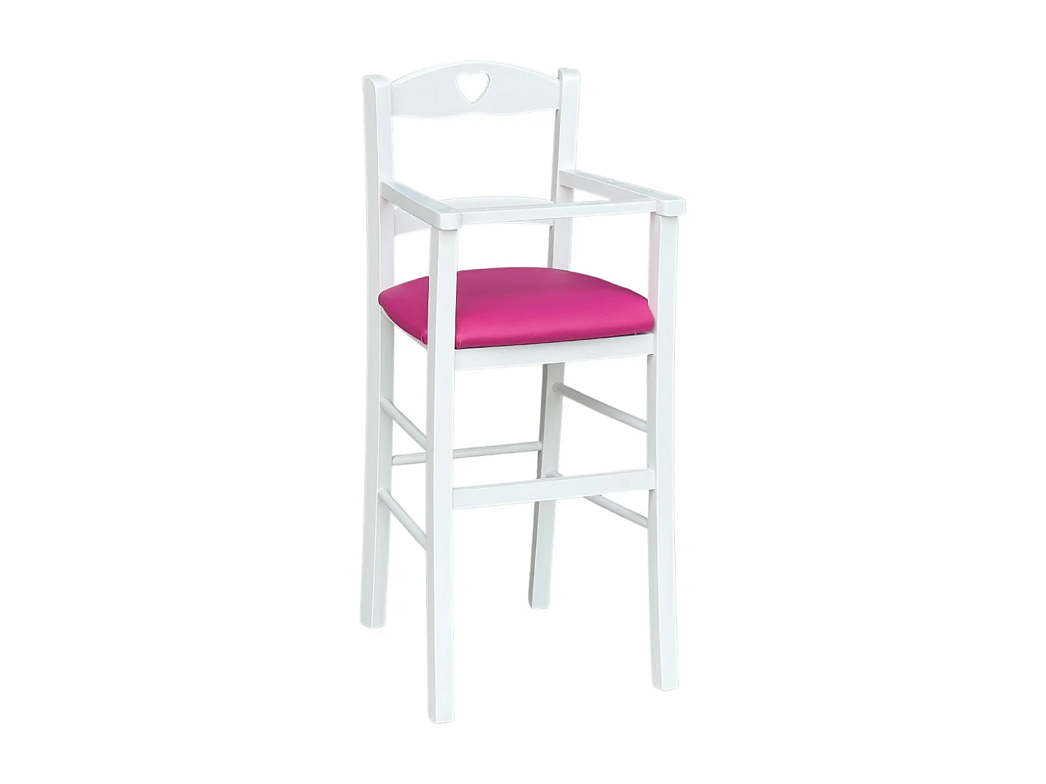 Chaise haute en bois blanc avec assise en éco-cuir lilas