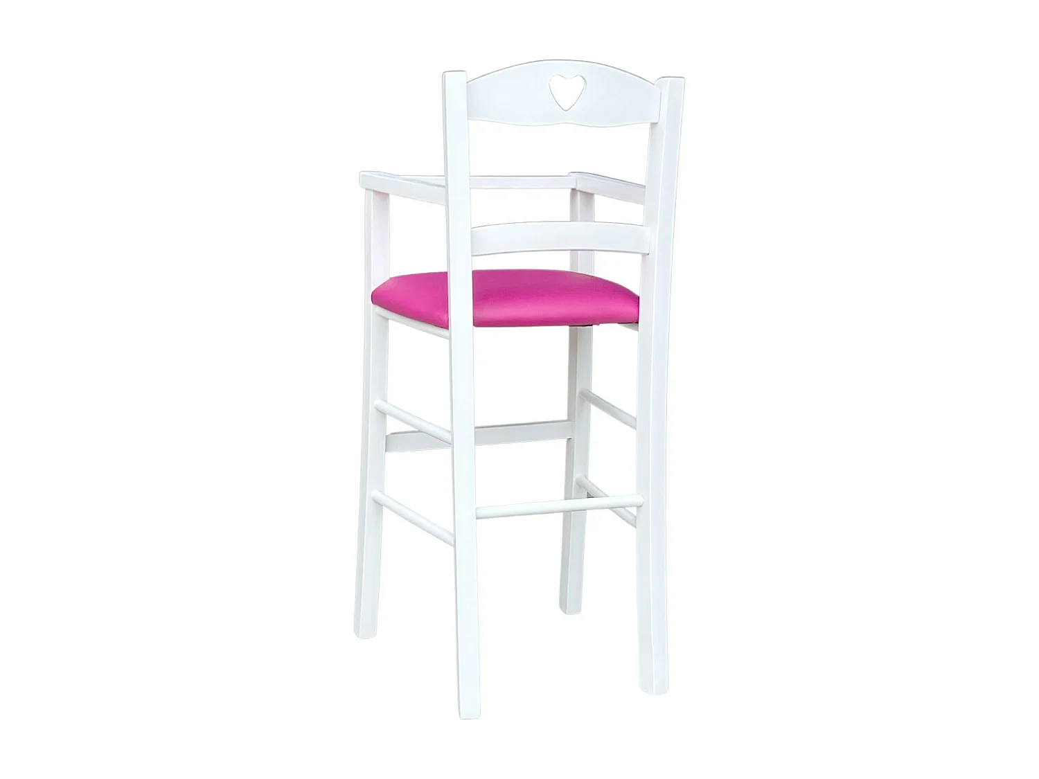 Chaise haute en bois blanc avec assise en éco-cuir lilas