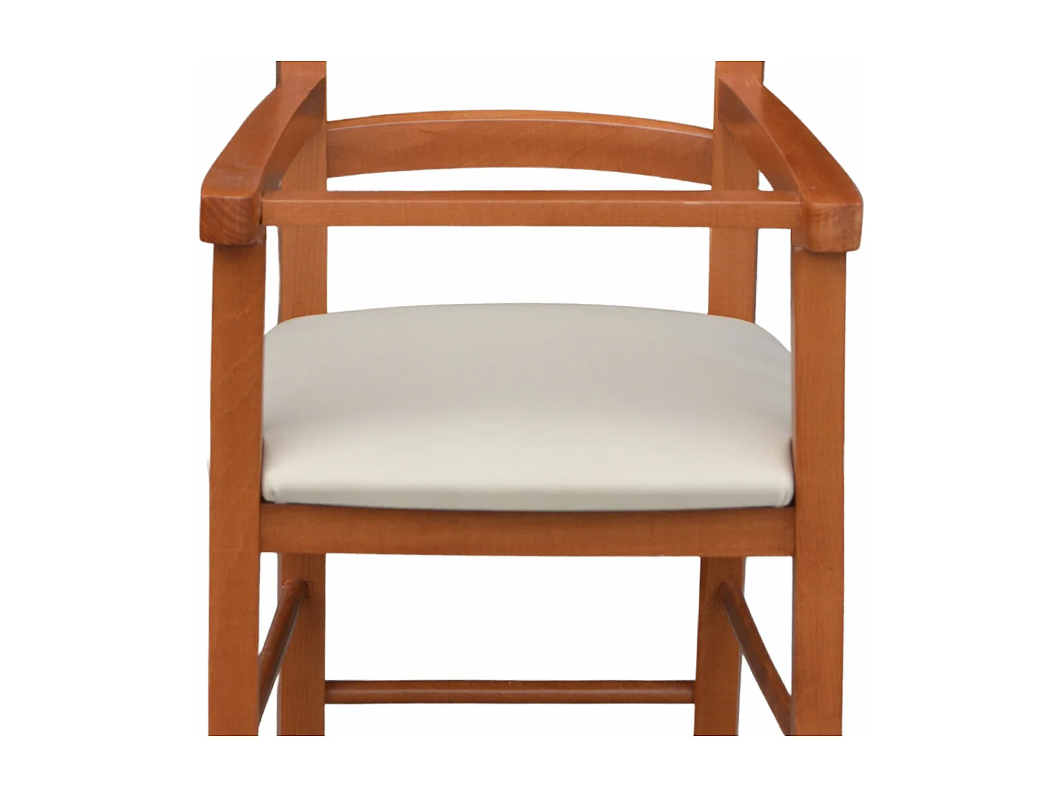 Chaise haute en bois de cerisier avec assise rembourrée en simili cuir beige/crème