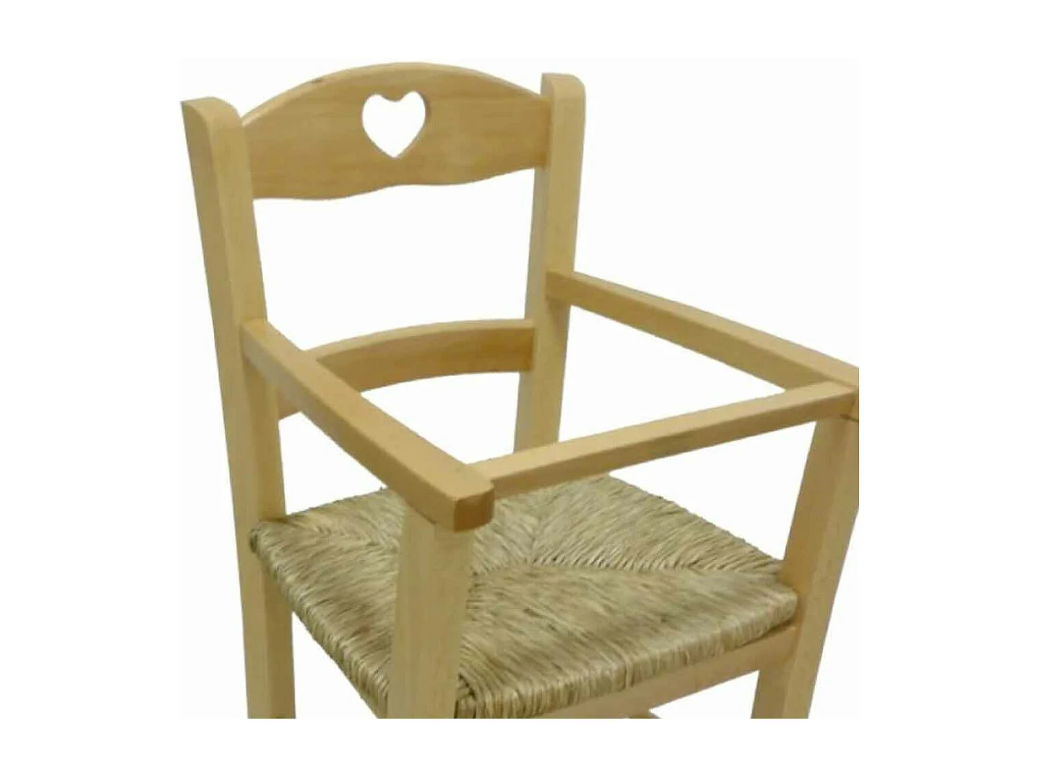 Chaise haute en bois naturel avec assise en paille