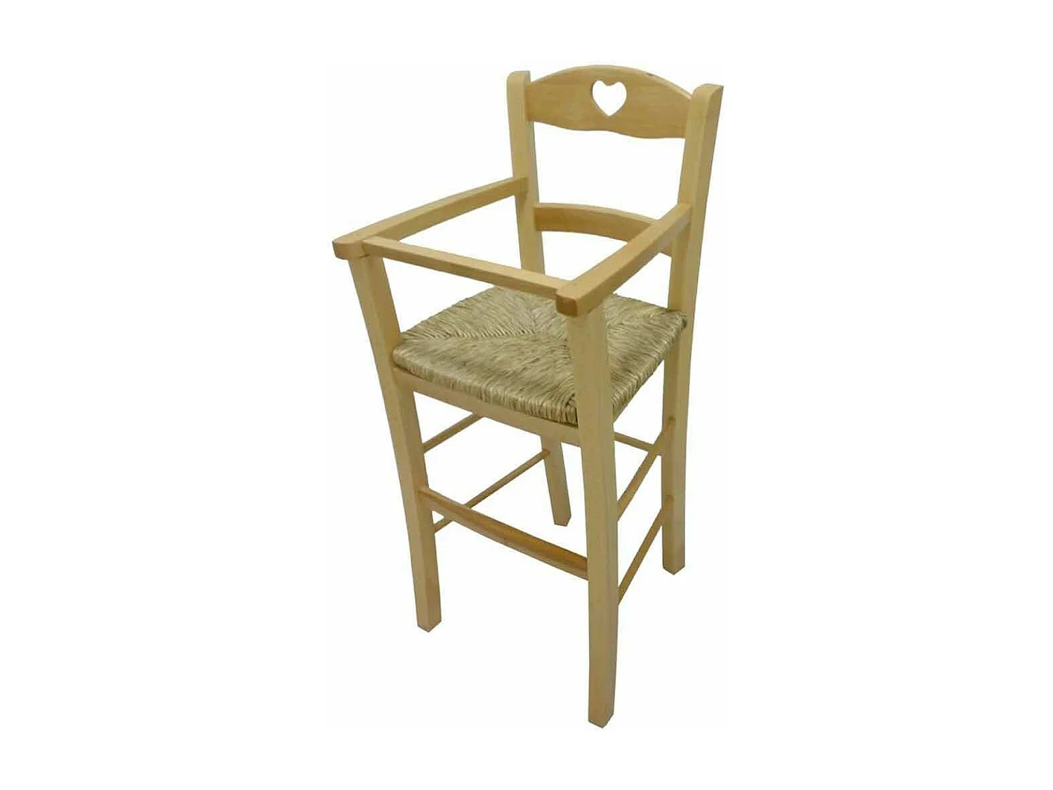 Chaise haute en bois naturel avec assise en paille
