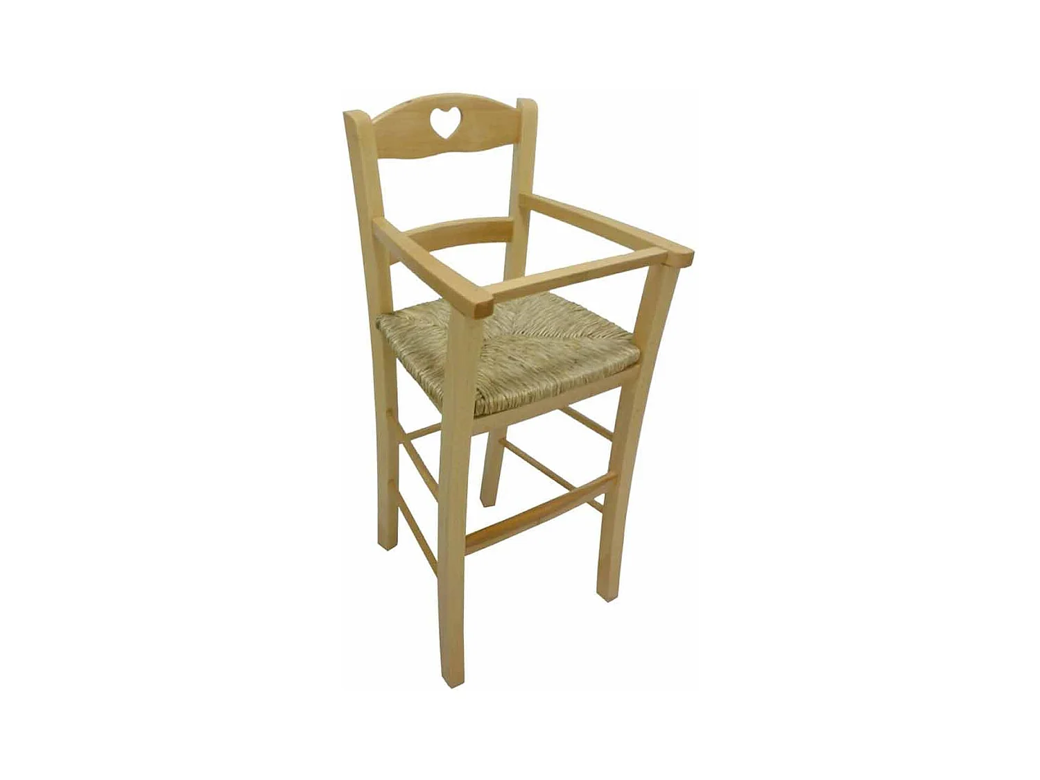 Chaise haute en bois naturel avec assise en paille