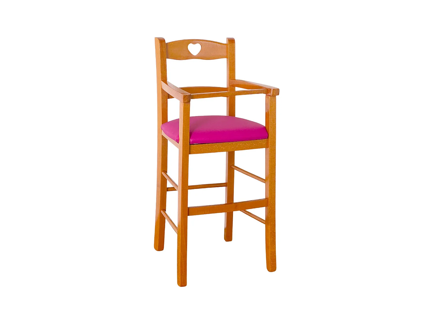 Chaise haute en bois de cerisier avec siège en similicuir lilas