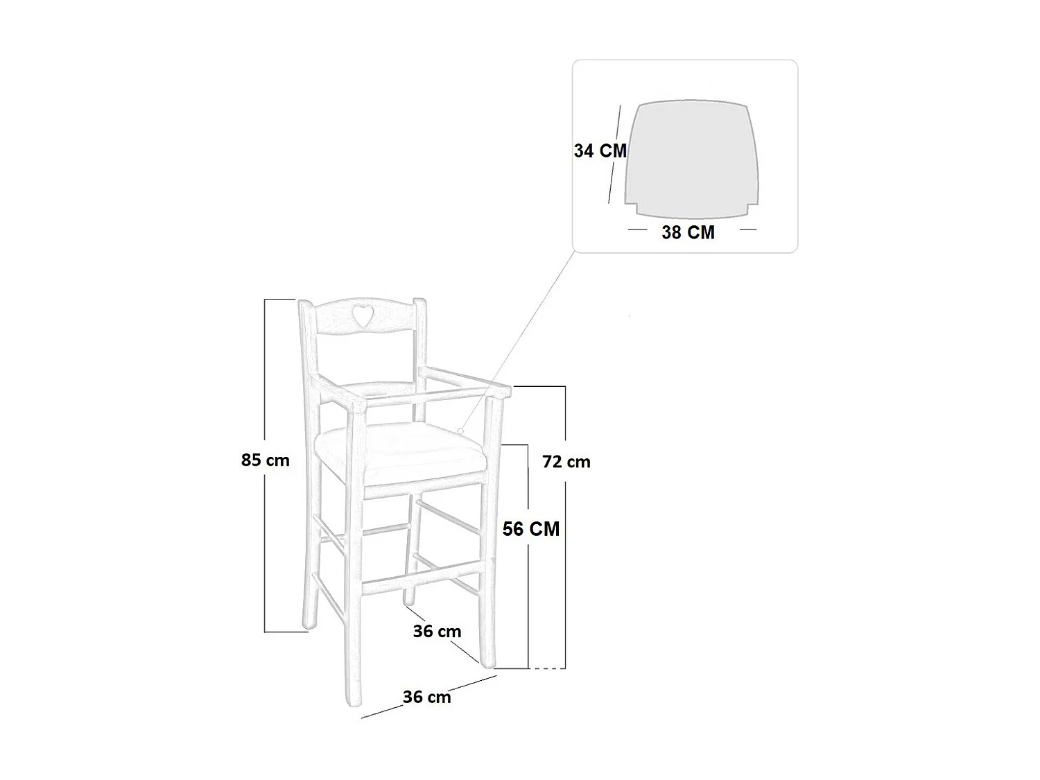 Chaise haute en bois de cerisier avec siège en similicuir lilas