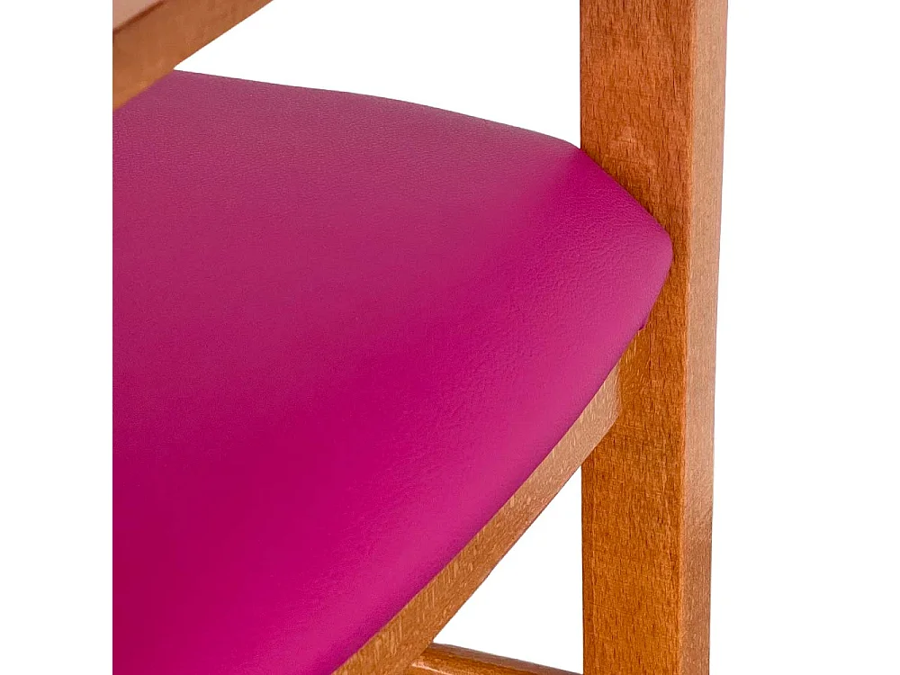 Chaise haute en bois de cerisier avec siège en similicuir lilas