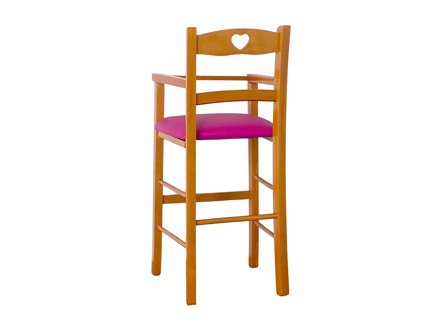 Chaise haute en bois de cerisier avec siège en similicuir lilas