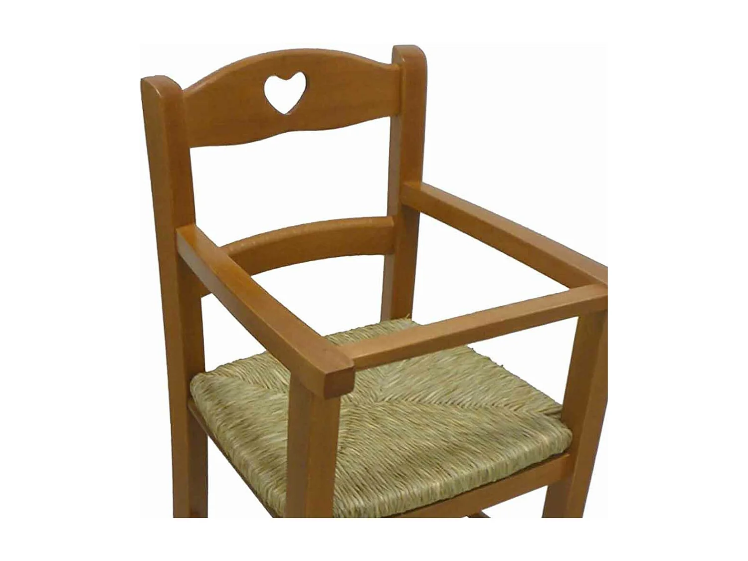 Chaise haute en bois de noyer clair avec assise en paille