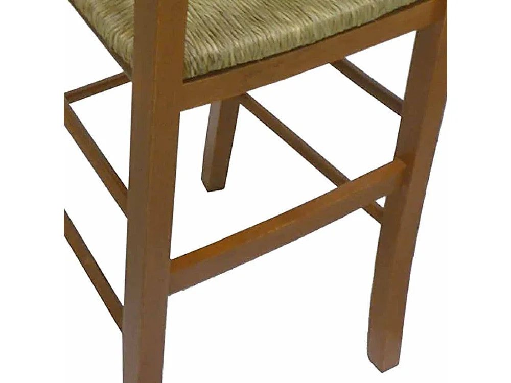 Chaise haute en bois de noyer clair avec assise en paille