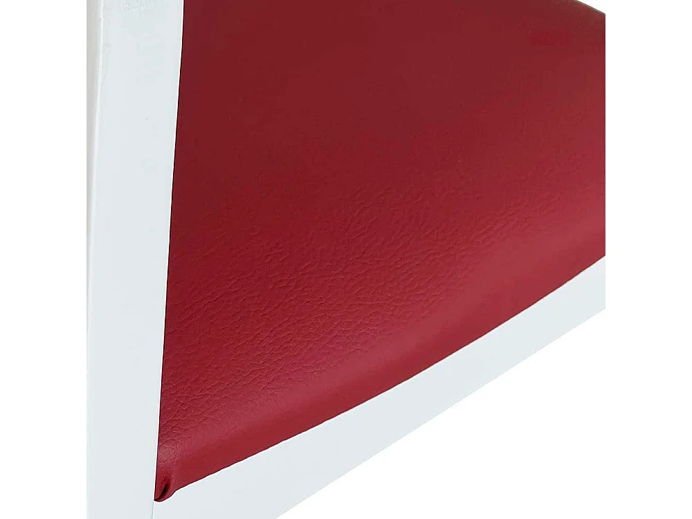 Chaise haute en bois blanc avec assise en éco-cuir rouge