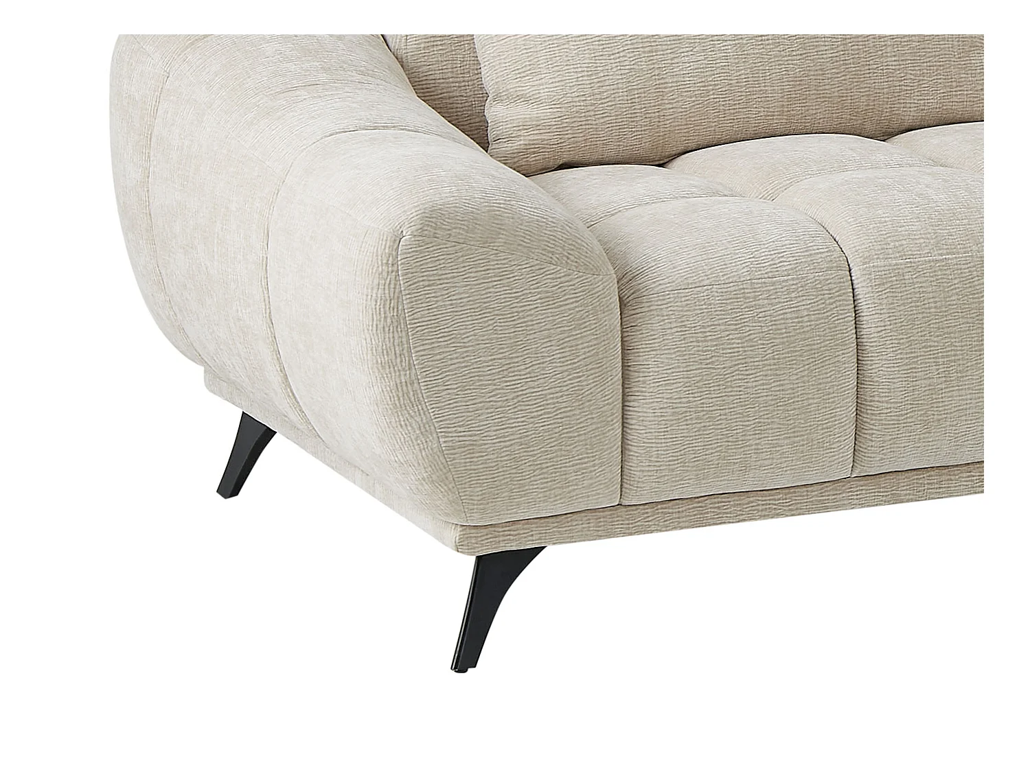 Canapé d'angle droit avec dossier relevable en velours texturé beige MAVIRO