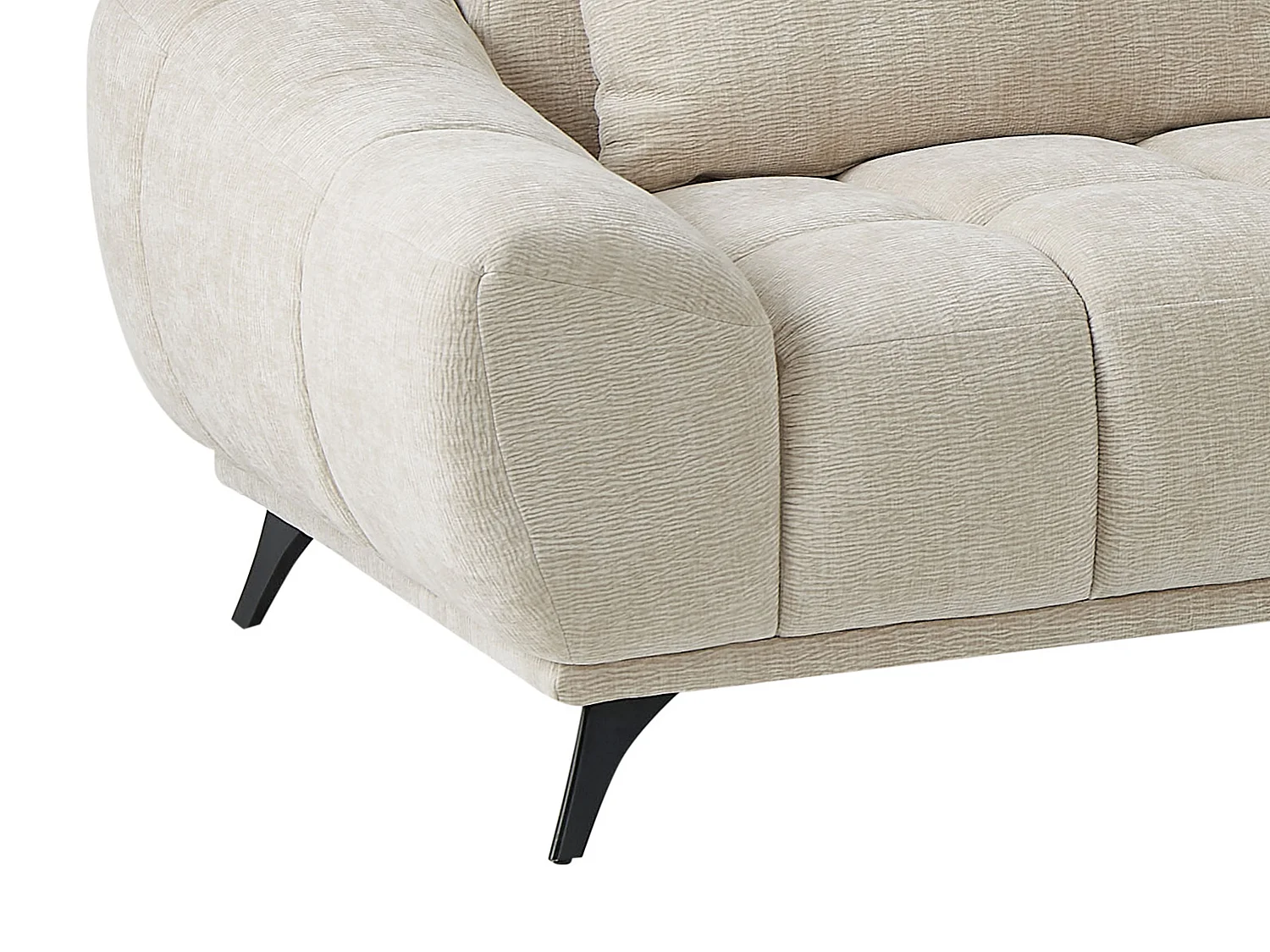 Canapé d'angle droit avec dossier relevable en velours texturé beige MAVIRO