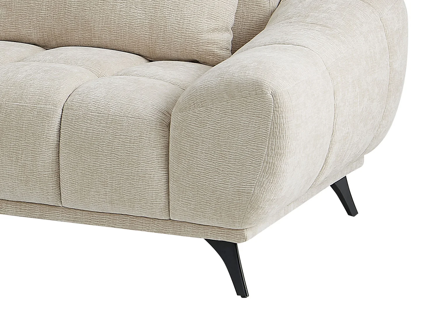 Venstrevendt hjørnesofa med regulerbare nakkestøtter i beige strukturert fløyel MAVIRO