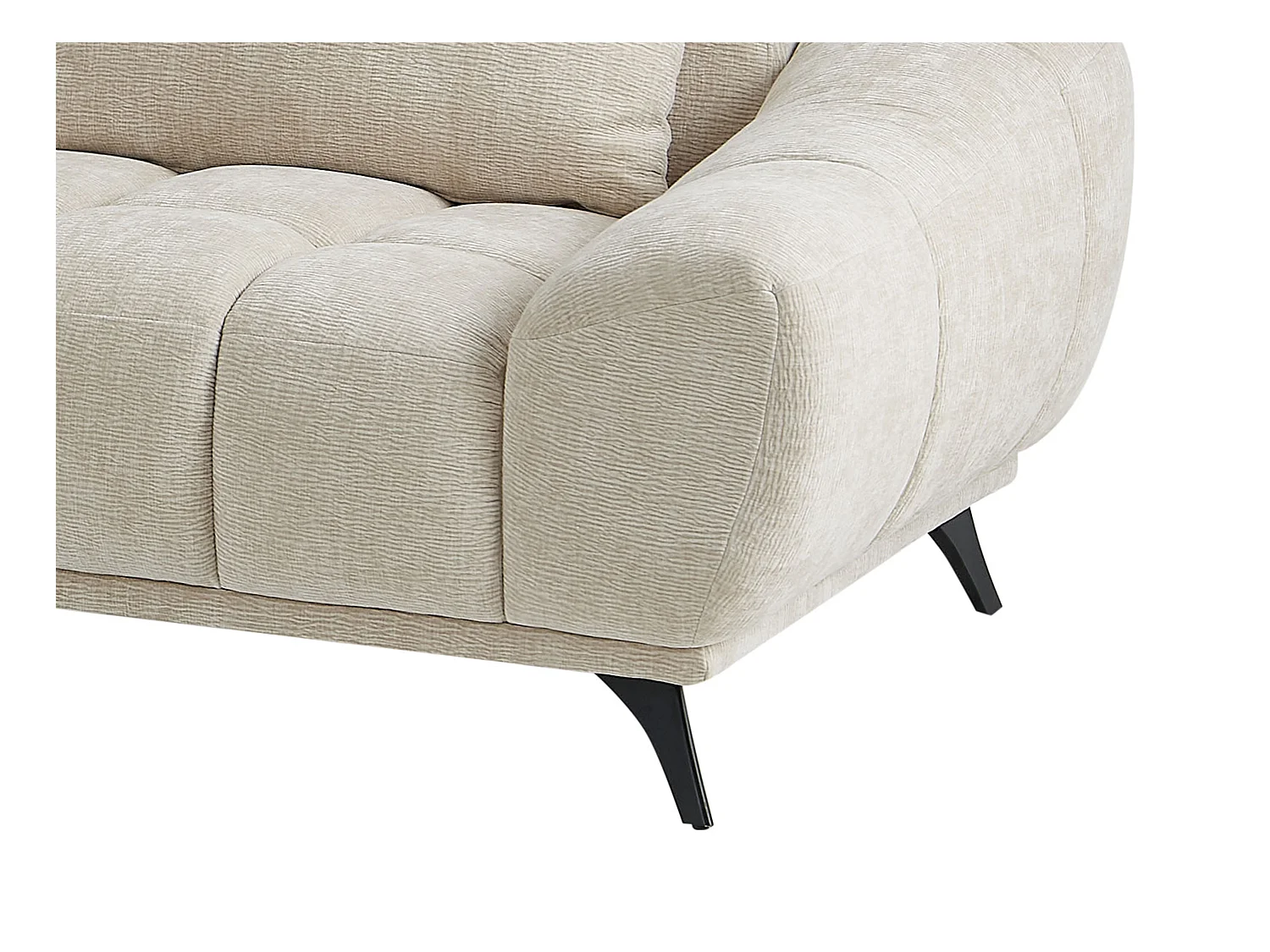 Canapé d'angle gauche avec dossier relevable en velours texturé beige MAVIRO