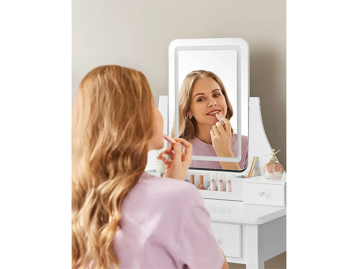 Bobbel Home Luxe Make-uptafel – Stijlvol, Verlicht & Praktisch- Wit - 80x40x137,5