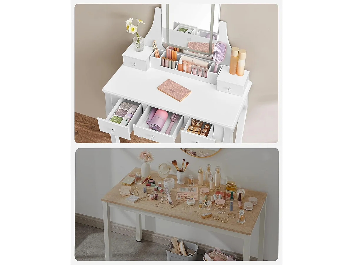 Bobbel Home Luxe Make-uptafel – Stijlvol, Verlicht & Praktisch- Wit - 80x40x137,5