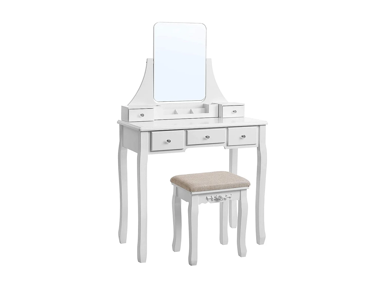 Bobble Home Table de maquillage de luxe - Élégante, éclairée et pratique - Blanc - 80x40x137.5