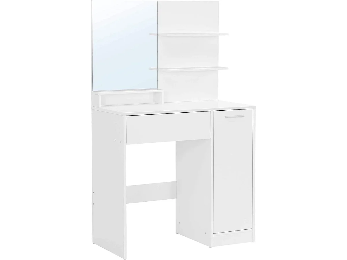 Parya Home kaptafel met spiegel - 1 lade - 2 legplanken - wit