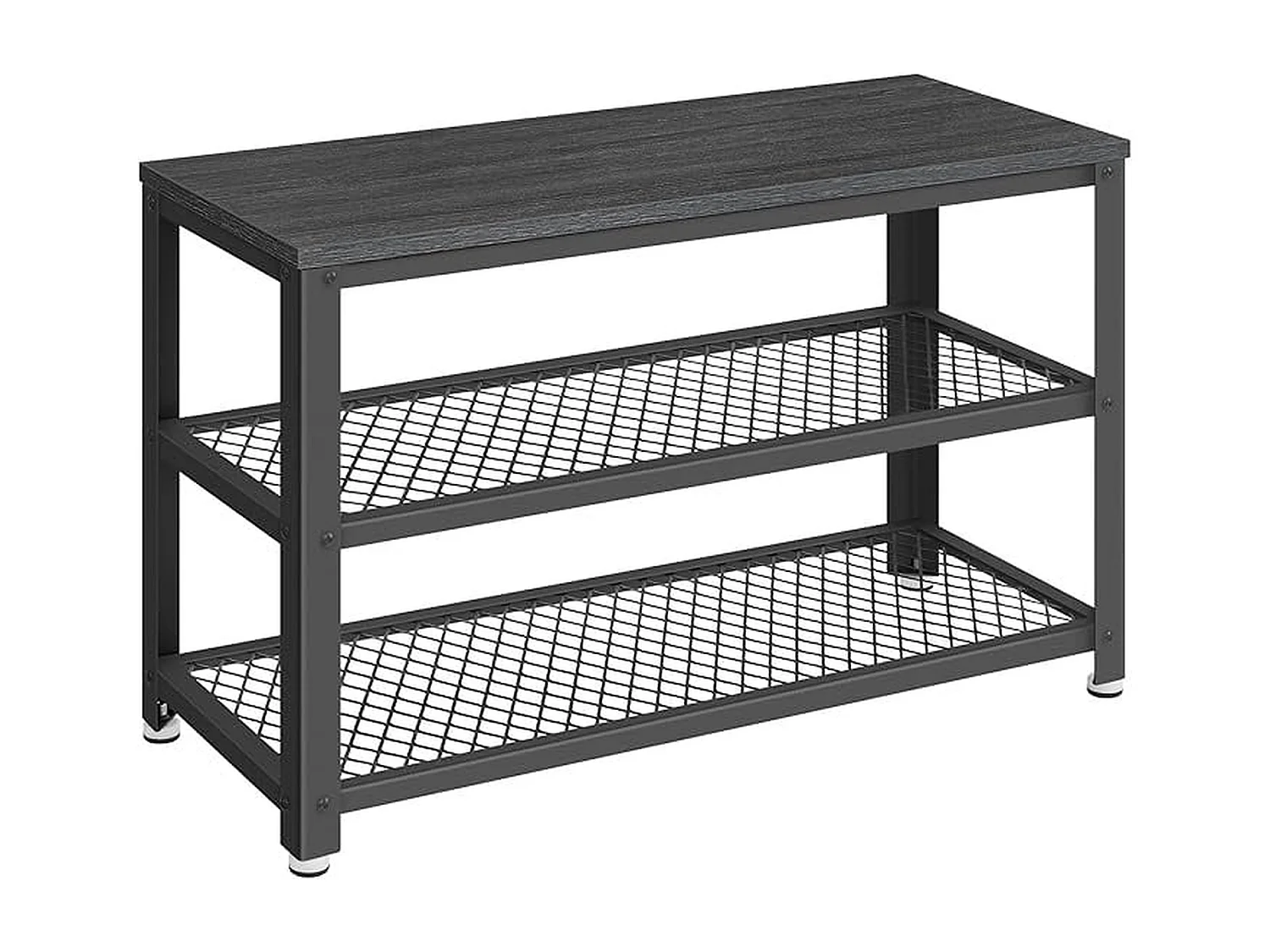 Parya Home schoenenbank, schoenenrek met 2 roosterplanken, 30 x 73 x 45 cm, zwart