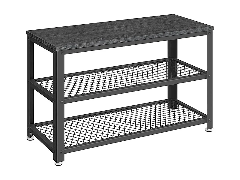 Parya Home schoenenbank, schoenenrek met 2 roosterplanken, 30 x 73 x 45 cm, zwart