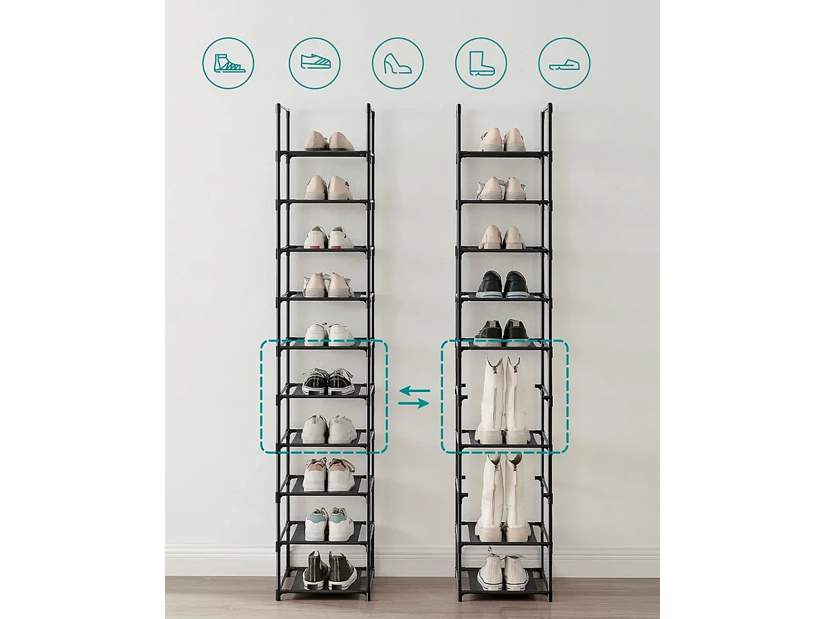 Porte-chaussures Parya noir 10 niveaux