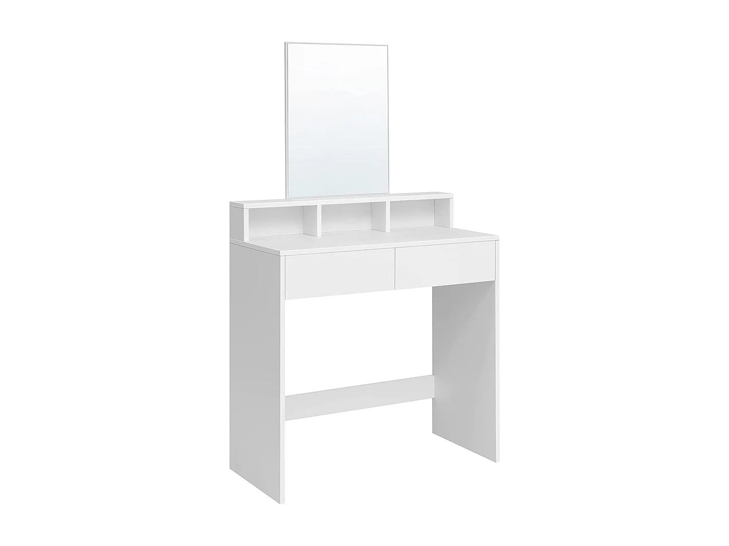 Bobble Home - Coiffeuse avec miroir rectangulaire - Avec 2 tiroirs et 3 compartiments ouverts - Blanc