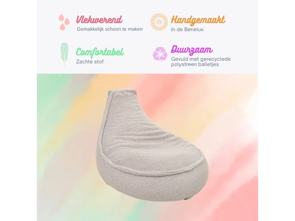 Parya - Zitzak Stoel Junior 75 x 55 cm - Beanbag Ecru - Zitzak met Vulling