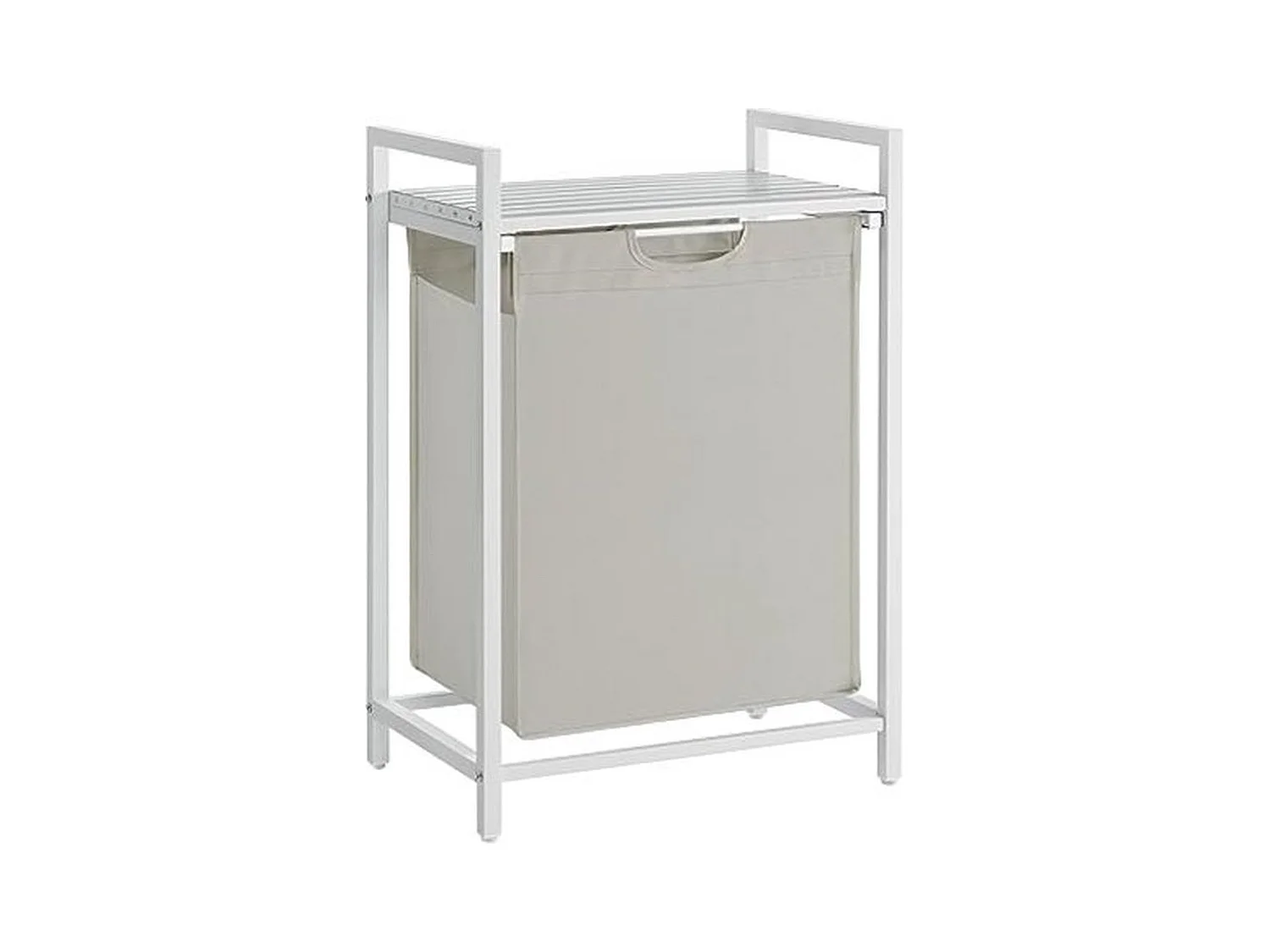 Wasmand, wasemmer met plank, verwijderbaar, metalen frame, 65 l, 50 x 33 x 72 cm, wit