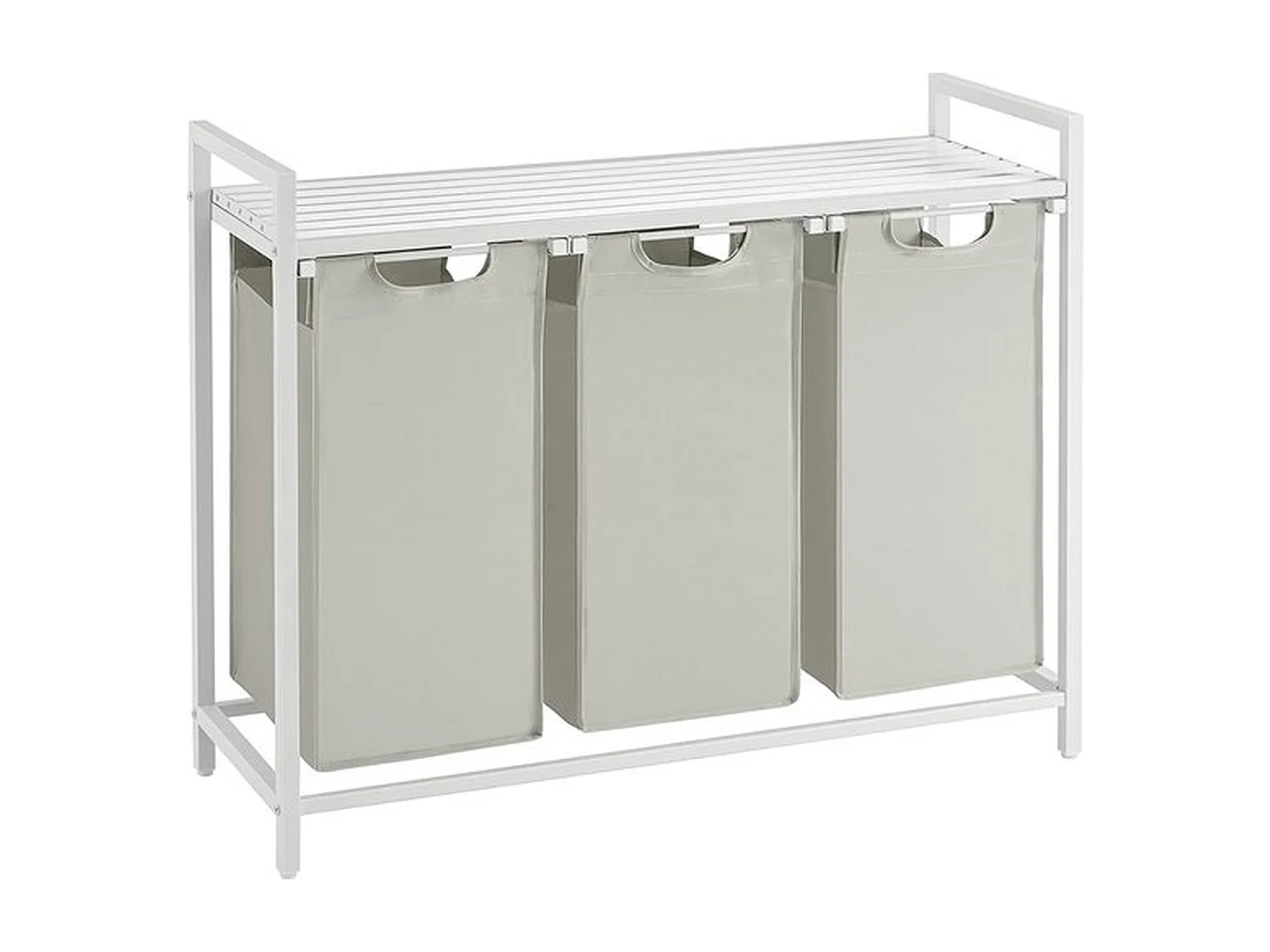 Panier à linge avec 3 compartiments, trieur à linge coulissant, sac à linge amovible, 3 X 38L, 92.5 X 33 X 72 Cm, blanc