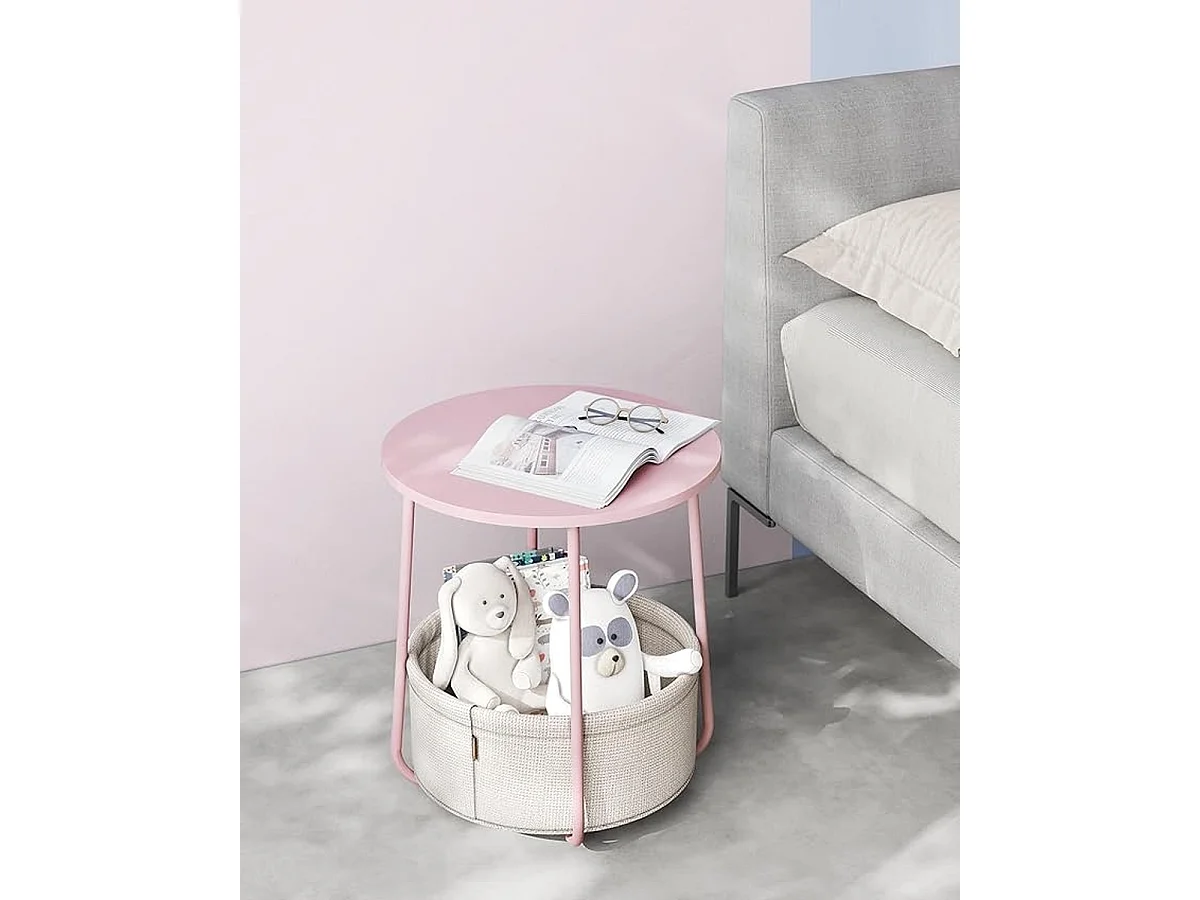 Parya Home table d'appoint ronde, petite table, table basse avec rangement, rose