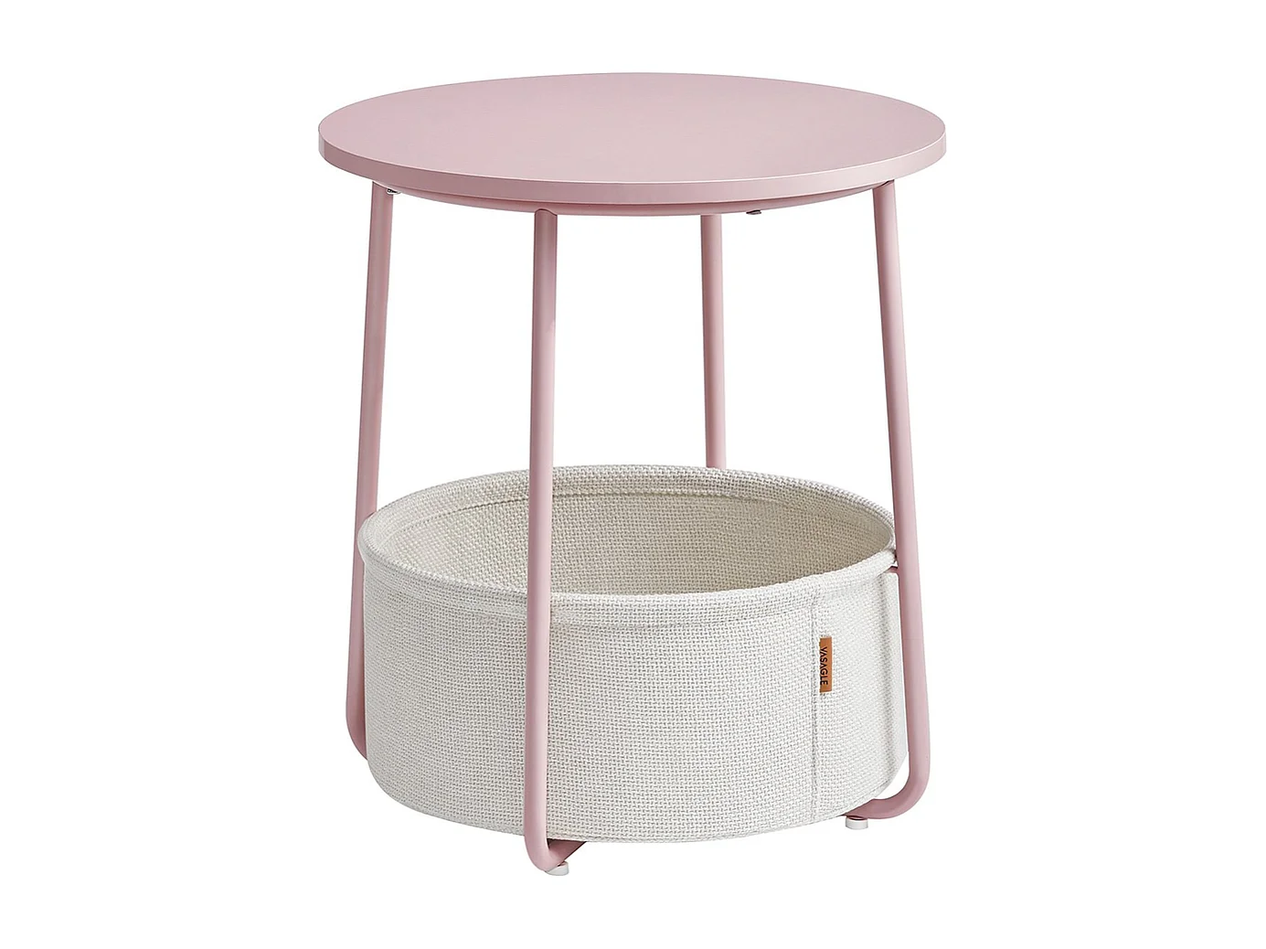 Parya Home table d'appoint ronde, petite table, table basse avec rangement, rose