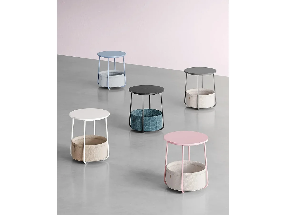 Parya Home  ronde bijzettafel, kleine tafel, salontafel met opbergruimte, roze