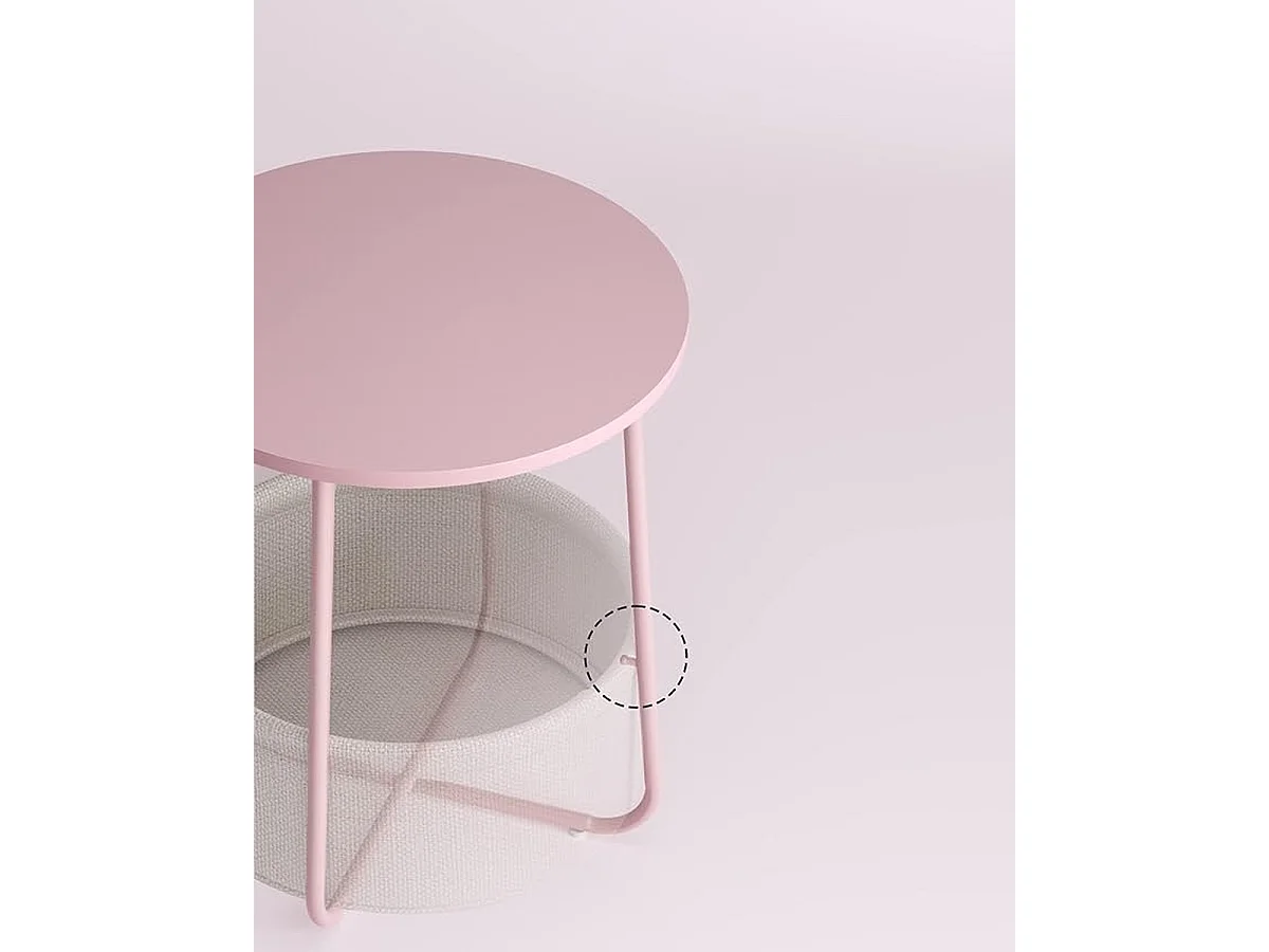 Parya Home  ronde bijzettafel, kleine tafel, salontafel met opbergruimte, roze
