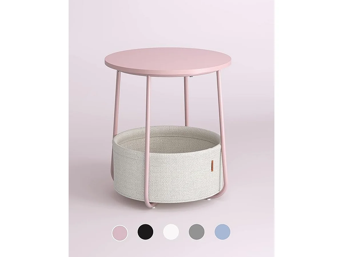 Parya Home table d'appoint ronde, petite table, table basse avec rangement, rose