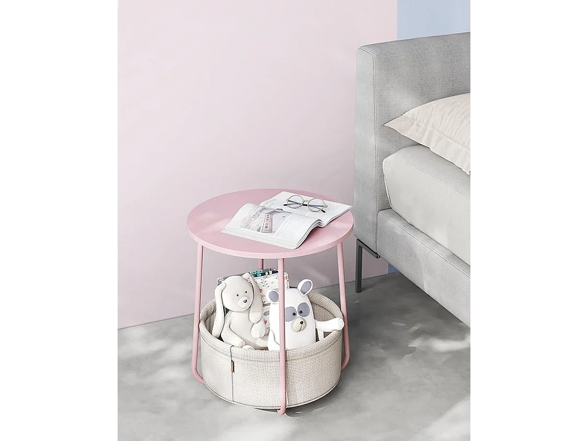 Parya Home table d'appoint ronde, petite table, table basse avec rangement, rose
