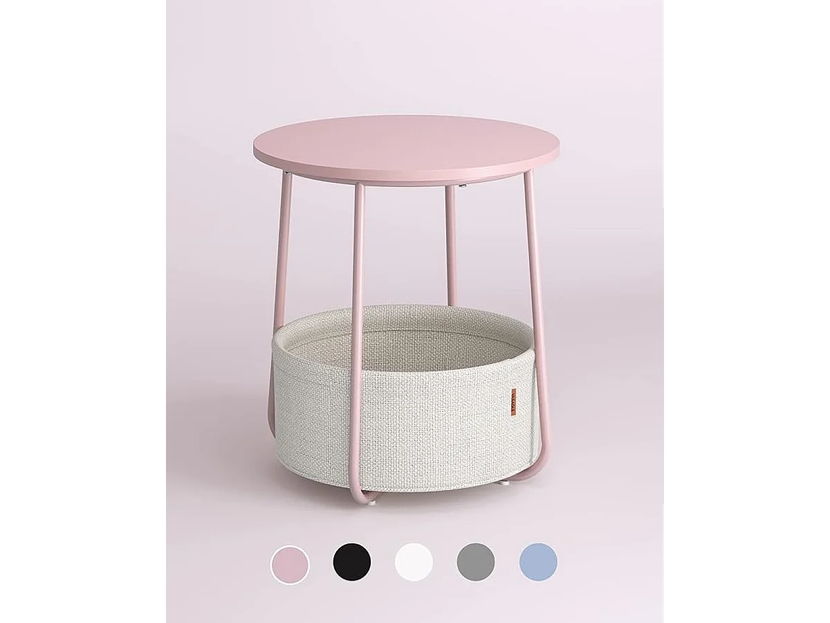 Parya Home table d'appoint ronde, petite table, table basse avec rangement, rose