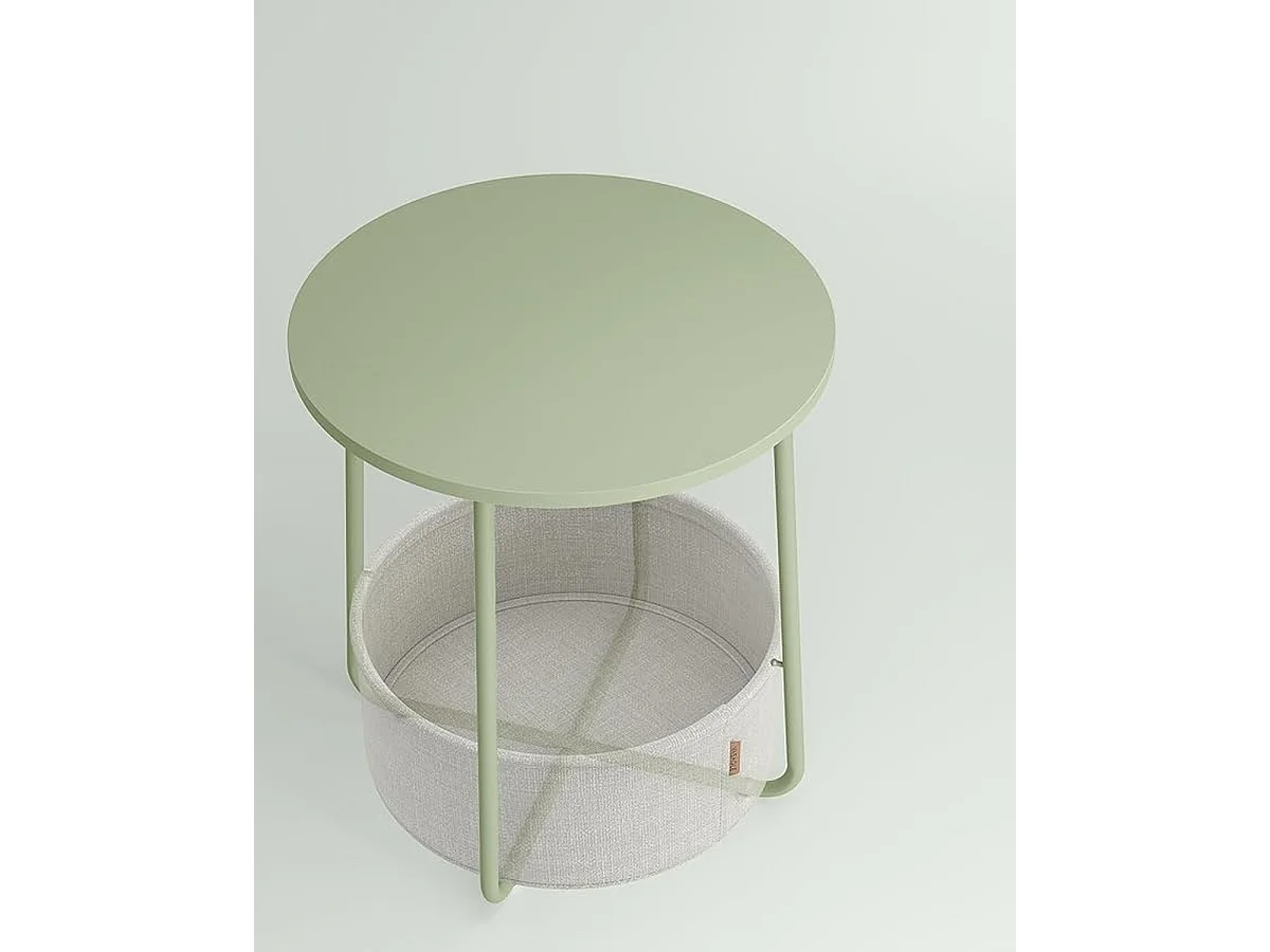 Parya Home Kleine ronde salontafel, bijzettafel met stoffen mand