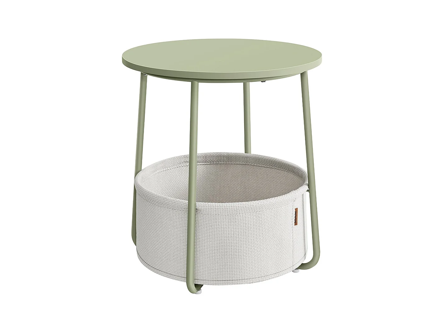 Parya Home Petite table basse ronde, table d'appoint avec panier en tissu